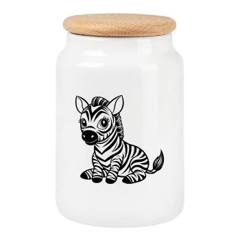 Petit zèbre mignon - Boîte à biscuits avec couvercle en bois - blanc - Devant