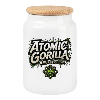 Atomic Gorilla Re-Evolution - Cookie Jar with Wooden Lid - white - Front