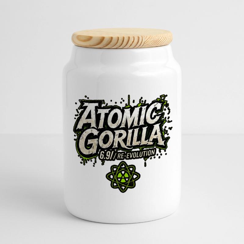 Réévolution du gorille atomique Boîte à biscuits avec couvercle en bois