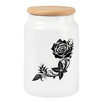 Dekorative Rosenecke - Keksdose mit Holzdeckel - Weiß - Vorne