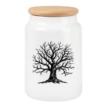 Arbre mort - Boîte à biscuits avec couvercle en bois - blanc - Devant