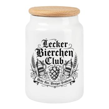 Lecker Bierchen Club Mehr Bier Weniger Probleme - Keksdose mit Holzdeckel - Weiß - Vorne