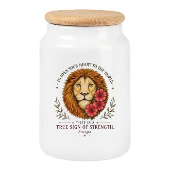 Open Your Heart – Strength - Cookie Jar with Wooden Lid - white - Front