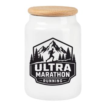 Insigne de Mountain Course d’Ultramarathon - Boîte à biscuits avec couvercle en bois - blanc - Devant