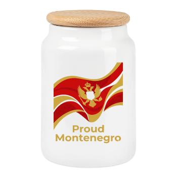 Voyage au Monténégro Balkans Côte adriatique Montagnes - Boîte à biscuits avec couvercle en bois - blanc - Devant