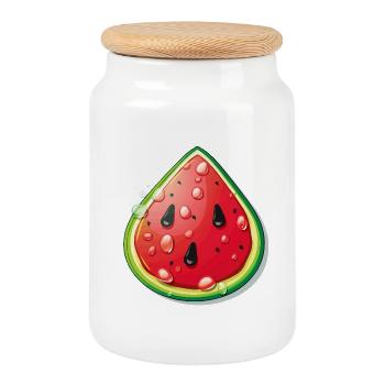 Frische Wassermelone Cartoon-Slice - Keksdose mit Holzdeckel - Weiß - Vorne