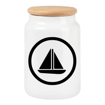 Voile - Boîte à biscuits avec couvercle en bois - blanc - Devant