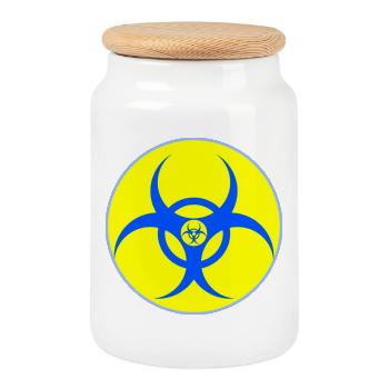 Blason Biohazard bleu électrique - Boîte à biscuits avec couvercle en bois - blanc - Devant