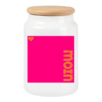 HAMBOURG MOIN HERZ - Boîte à biscuits avec couvercle en bois - blanc - Devant