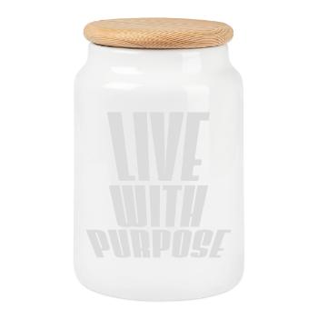 Live With Purpose Motivation Sinn Mindset Spruch - Keksdose mit Holzdeckel - Weiß - Vorne