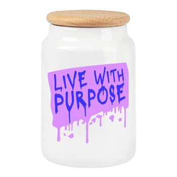 Live With Purpose Motivation Sinn Mindset Spruch - Keksdose mit Holzdeckel - Weiß - Vorne