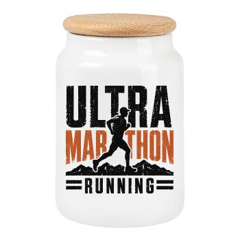 Course d’ultramarathon en détresse - Boîte à biscuits avec couvercle en bois - blanc - Devant