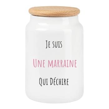 Je suis Une Marraine Qui Déchire - Boîte à biscuits avec couvercle en bois - blanc - Devant