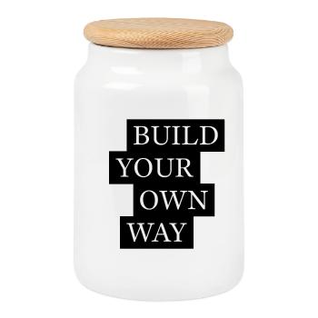 Build Your Own Way Statement - Keksdose mit Holzdeckel - Weiß - Vorne