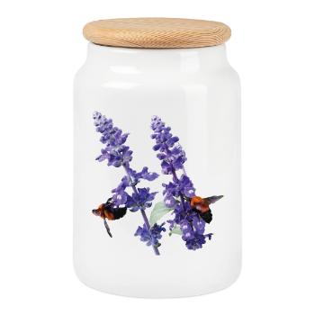 Vibrant_Salvia_Farinacea_-_Bumblebees - Keksdose mit Holzdeckel - Weiß - Vorne