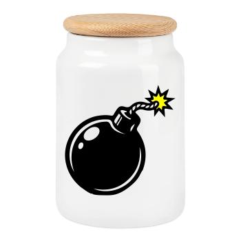 Bomb Comic - Cookie Jar with Wooden Lid - white - Front