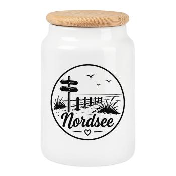 Nordsee Wegweiser Strand Dünenweg Küsten liebe - Keksdose mit Holzdeckel - Weiß - Vorne