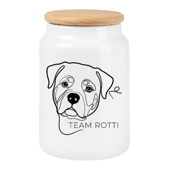 Chien rottweiler de l’équipe Rotti One Line Art - Boîte à biscuits avec couvercle en bois - blanc - Devant