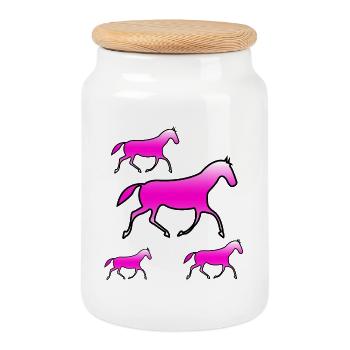 Chevaux - Boîte à biscuits avec couvercle en bois - blanc - Devant