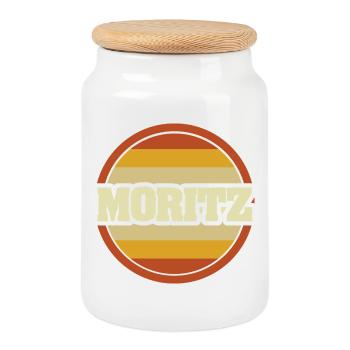 Cadeau pour Moritz - Boîte à biscuits avec couvercle en bois - blanc - Devant