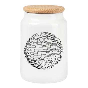 Parametric Kugel - Keksdose mit Holzdeckel - Weiß - Vorne