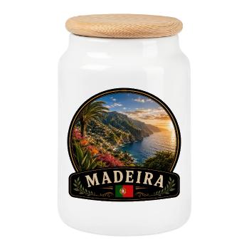 Madeira Funchal Paradies Blumen Atlantik Urlaub - Keksdose mit Holzdeckel - Weiß - Vorne