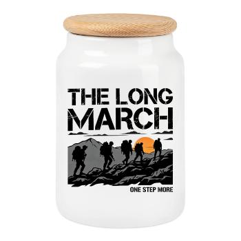 The Long March Mountaineering Trek - Cookie Jar with Wooden Lid - white - Front