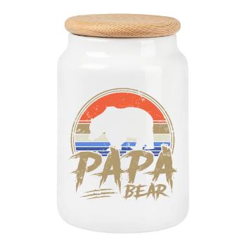 Papa Bear Retro Gift Father Father's Day - Cookie Jar with Wooden Lid - white - Front