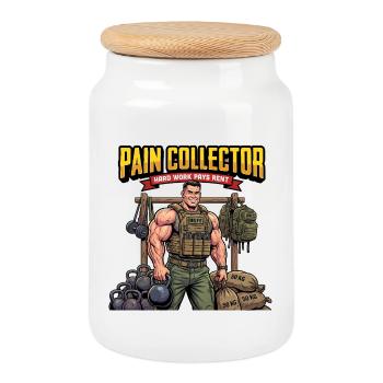 Pain Collector Krafttraining-Motivator - Keksdose mit Holzdeckel - Weiß - Vorne