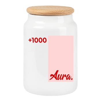 Points d’Aura à Révision - Boîte à biscuits avec couvercle en bois - blanc - Devant