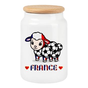 France Mounton Kids Football - Cookie Jar with Wooden Lid - white - Front