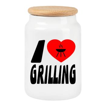 Grillen - Keksdose mit Holzdeckel - Weiß - Vorne