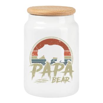 Papa Bear Retro Gift Father Father's Day - Cookie Jar with Wooden Lid - white - Front