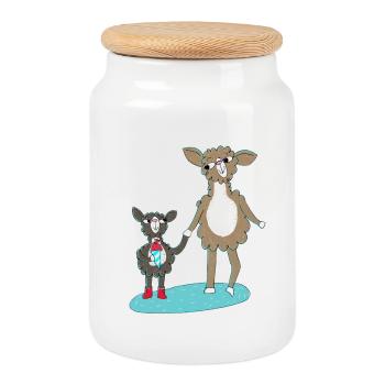 Lama Einschulung - Keksdose mit Holzdeckel - Weiß - Vorne