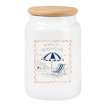 Amalfi Beach Club Postmark - Cookie Jar with Wooden Lid - white - Front