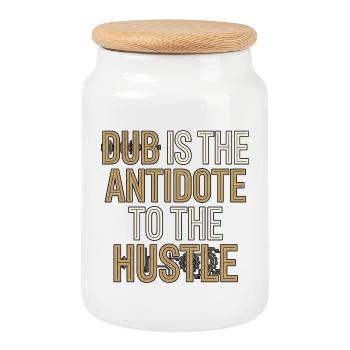 Dub Hustle - Boîte à biscuits avec couvercle en bois - blanc - Devant