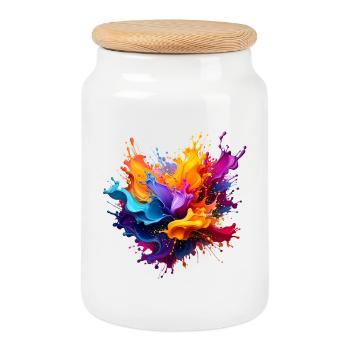 Paint Splash Explosion - Cookie Jar with Wooden Lid - white - Front