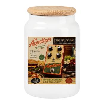 L’entrée – un ton qui fait saliver la bouche - Boîte à biscuits avec couvercle en bois - blanc - Devant