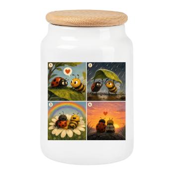 Ladybug et Abeille : Un Premier Moment Doux - Boîte à biscuits avec couvercle en bois - blanc - Devant