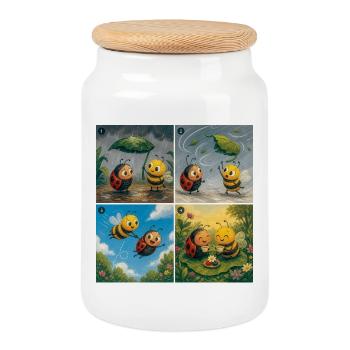 Ladybug und Bee: Ein süßer erster Moment - Keksdose mit Holzdeckel - Weiß - Vorne