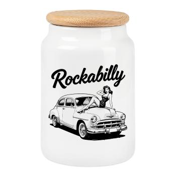 Rockabilly Hot Rod Pin-Up Car Classic T-Shirt - Cookie Jar with Wooden Lid - white - Front