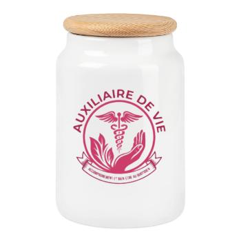 Social Life Assistant(pink) - Cookie Jar with Wooden Lid - white - Front