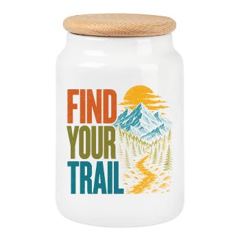 Mountains - Find Your Trail - Cookie Jar with Wooden Lid - white - Front