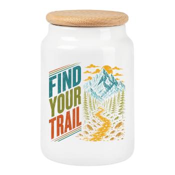 Mountains - Find Your Trail - Cookie Jar with Wooden Lid - white - Front