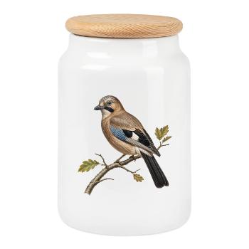 Vintage-Eichenhäher, ornithologische Illustration - Keksdose mit Holzdeckel - Weiß - Vorne