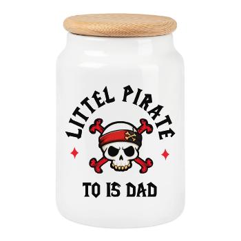 Littel Pirate To Is Dad - Baby Pirate - Cookie Jar with Wooden Lid - white - Front