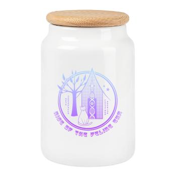 Ascension de l’ère féline - Boîte à biscuits avec couvercle en bois - blanc - Devant
