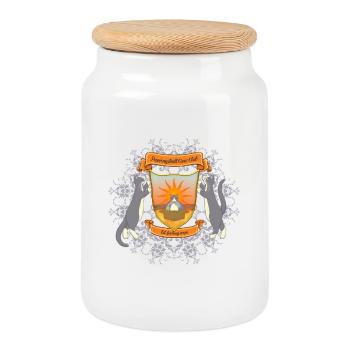 Welcome to Purringstadt  - Cookie Jar with Wooden Lid - white - Front