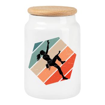 Die Bergsportlerinnen und Climbing passen zusammen - Keksdose mit Holzdeckel - Weiß - Vorne