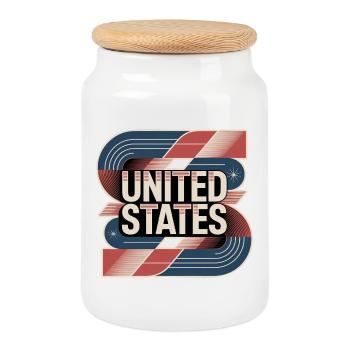 États-Unis - Boîte à biscuits avec couvercle en bois - blanc - Devant